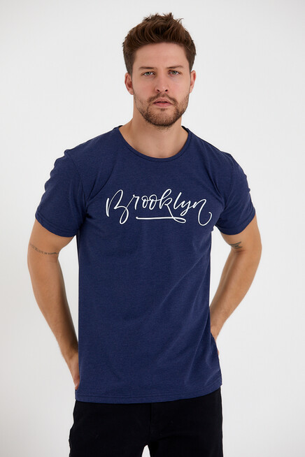 Süperlife Erkek Bisiklet Yaka Dar Kalıp Baskılı Tişort SPR 261