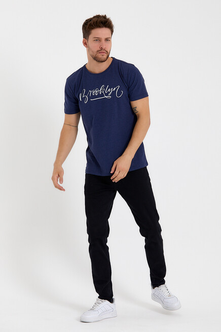 Süperlife Erkek Bisiklet Yaka Dar Kalıp Baskılı Tişort SPR 261