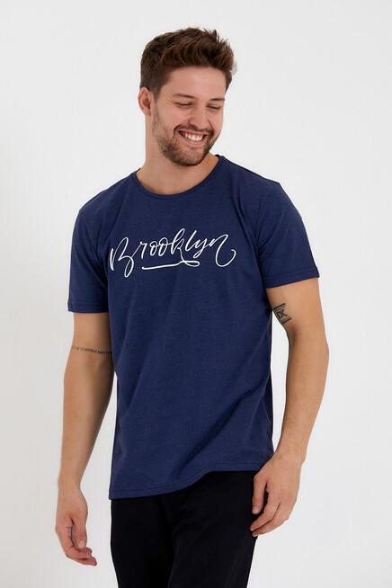 Süperlife Erkek Bisiklet Yaka Dar Kalıp Baskılı Tişort SPR 261