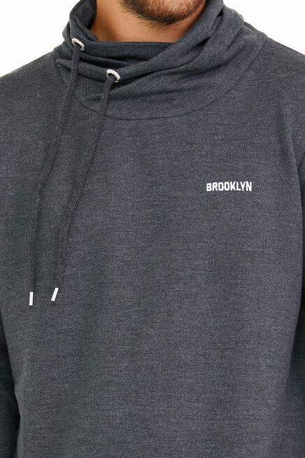 Süperlife Erkek Şal Yaka Regular Fit Brooklyn Baskılı İnce Sweatshirt SPR22SW143