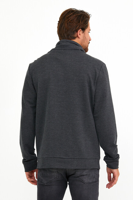 Süperlife Erkek Şal Yaka Regular Fit Brooklyn Baskılı İnce Sweatshirt SPR22SW143