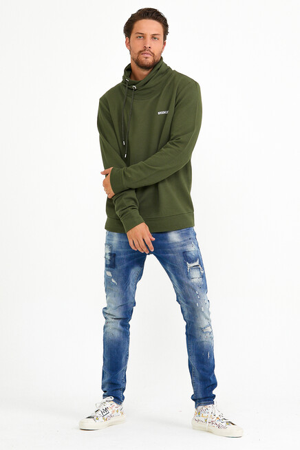 Süperlife Erkek Şal Yaka Regular Fit Brooklyn Baskılı İnce Sweatshirt SPR22SW143