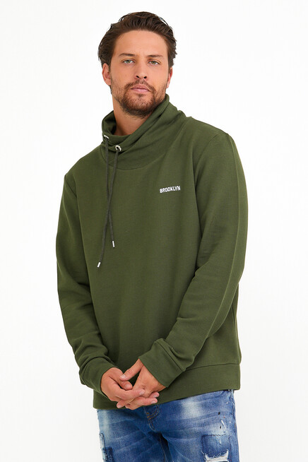 Süperlife Erkek Şal Yaka Regular Fit Brooklyn Baskılı İnce Sweatshirt SPR22SW143