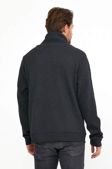 Süperlife Erkek Şal Yaka Regular Fit Brooklyn Baskılı İnce Sweatshirt SPR22SW143