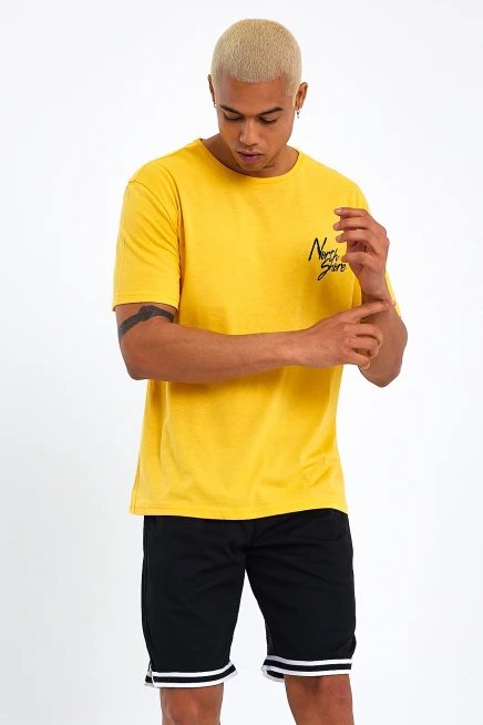 Süperlife Erkek Bisiklet Yaka Oversize Fit Baskılı Tişort spr23TS001