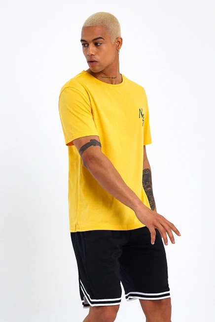 Süperlife Erkek Bisiklet Yaka Oversize Fit Baskılı Tişort spr23TS001