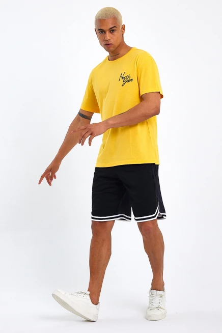 Süperlife Erkek Bisiklet Yaka Oversize Fit Baskılı Tişort spr23TS001