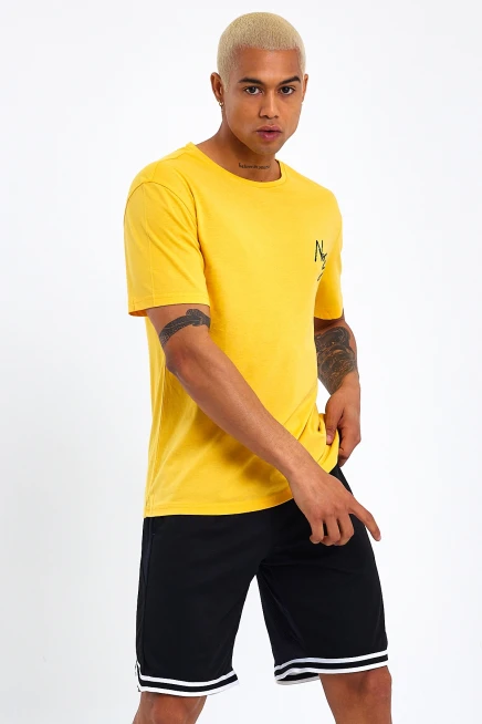 Süperlife Erkek Bisiklet Yaka Oversize Fit Baskılı Tişort spr23TS001