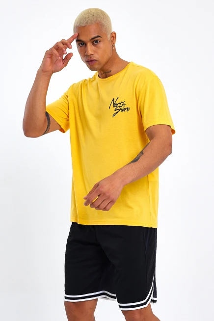 Süperlife Erkek Bisiklet Yaka Oversize Fit Baskılı Tişort spr23TS001