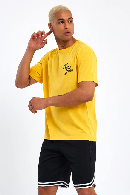 Süperlife Erkek Bisiklet Yaka Oversize Fit Baskılı Tişort spr23TS001