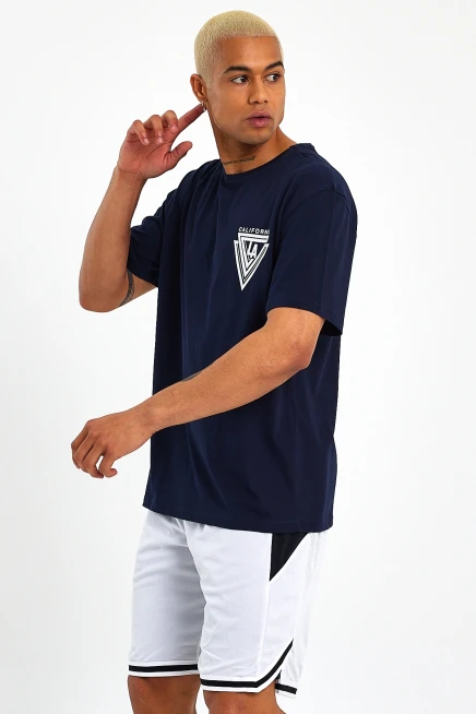 Süperlife Erkek Bisiklet Yaka Oversize Fit Baskılı Tişort spr23TS001