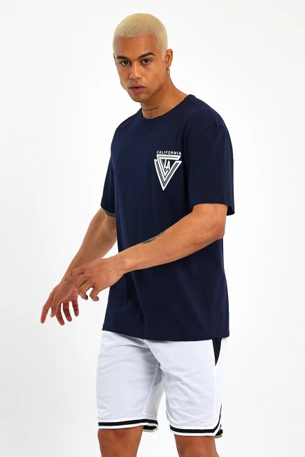 Süperlife Erkek Bisiklet Yaka Oversize Fit Baskılı Tişort spr23TS001