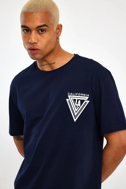 Süperlife Erkek Bisiklet Yaka Oversize Fit Baskılı Tişort spr23TS001