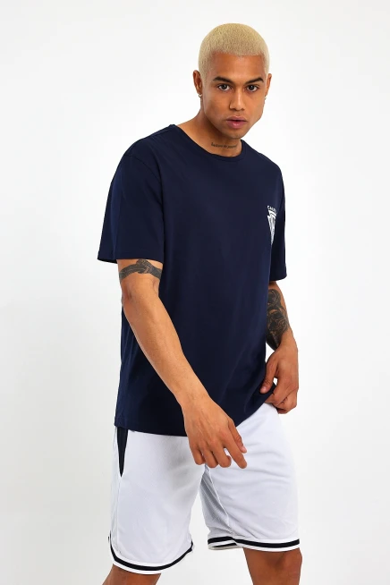 Süperlife Erkek Bisiklet Yaka Oversize Fit Baskılı Tişort spr23TS001