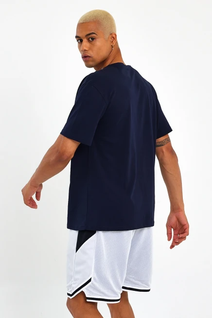 Süperlife Erkek Bisiklet Yaka Oversize Fit Baskılı Tişort spr23TS001