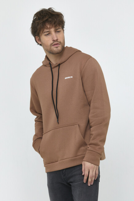 Süperlife Kapşonlu Uzun Kollu Baskılı Dar Kalıp İnce Erkek Sweatshirt SPR 2019K61