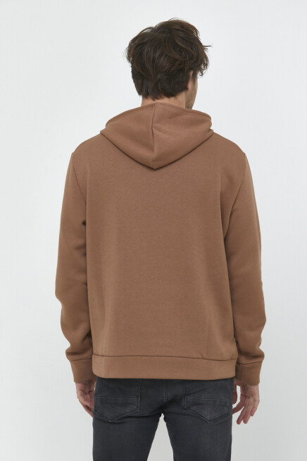 Süperlife Kapşonlu Uzun Kollu Baskılı Dar Kalıp İnce Erkek Sweatshirt SPR 2019K61