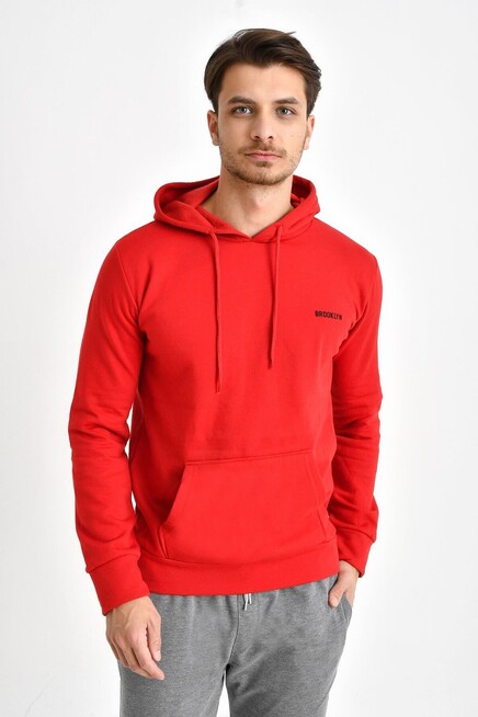 Süperlife Kapşonlu Uzun Kollu Baskılı Dar Kalıp İnce Erkek Sweatshirt SPR 2019K61