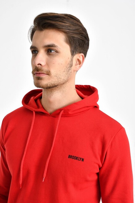 Süperlife Kapşonlu Uzun Kollu Baskılı Dar Kalıp İnce Erkek Sweatshirt SPR 2019K61