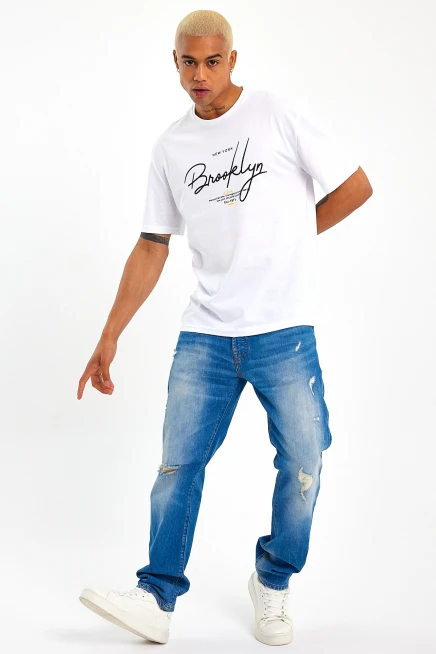 Süperlife Erkek Bisiklet Yaka Standart &Regular Fit Tişort SPR22TS110