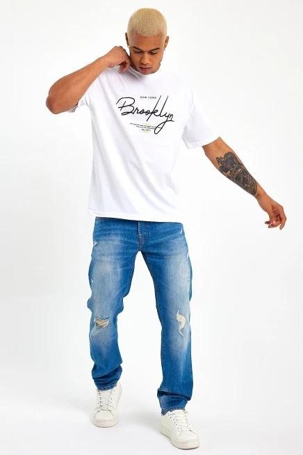 Süperlife Erkek Bisiklet Yaka Standart &Regular Fit Tişort SPR22TS110