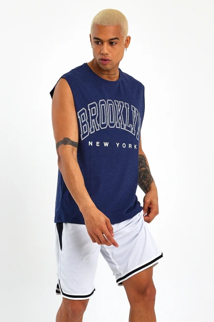 Süperlife Erkek Bisiklet Yaka Regular Fit  Brooklyn Baskılı  Tişört SPR22TS116