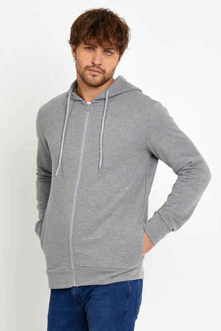 Süperlife Erkek Kapşonlu Regular Fit Yan Cepli İnce Hırka SPR 20K62