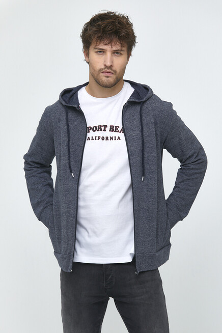 Süperlife Erkek Kapşonlu Regular Fit Yan Cepli İnce Hırka SPR 20K62