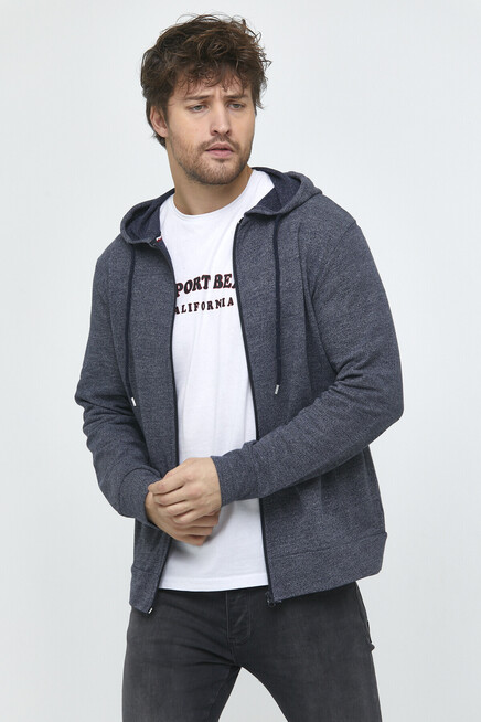 Süperlife Erkek Kapşonlu Regular Fit Yan Cepli İnce Hırka SPR 20K62