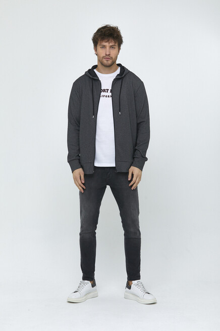 Süperlife Erkek Kapşonlu Regular Fit Yan Cepli İnce Hırka SPR 20K62