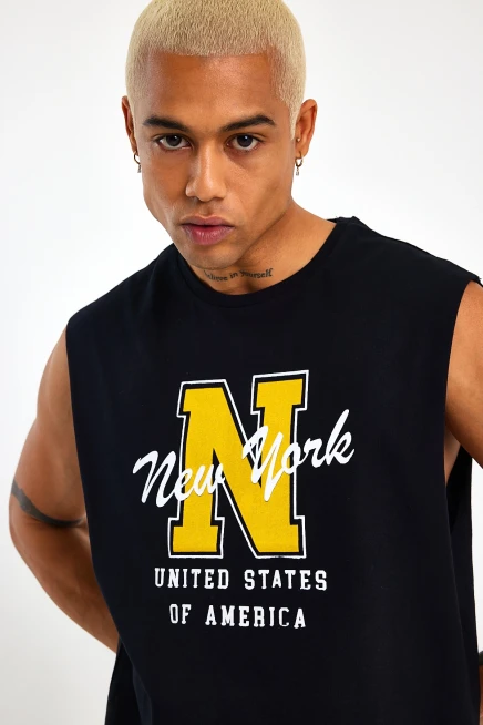 Süperlife Erkek Bisiklet Yaka Regular Fit N Baskılı Tişört SPR22TS117