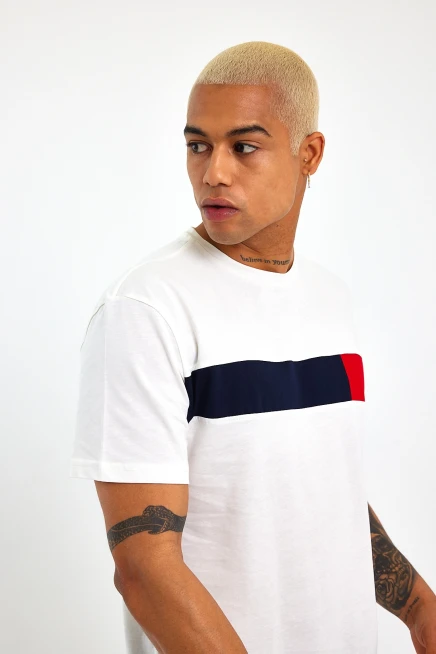 Süperlife Erkek  Bisiklet Yaka Regular Fit Garnili  Tişort SPR23TS301