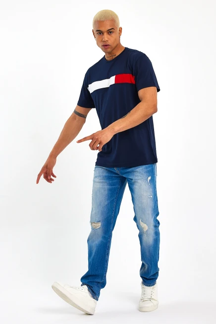 Süperlife Erkek  Bisiklet Yaka Regular Fit Garnili  Tişort SPR23TS301