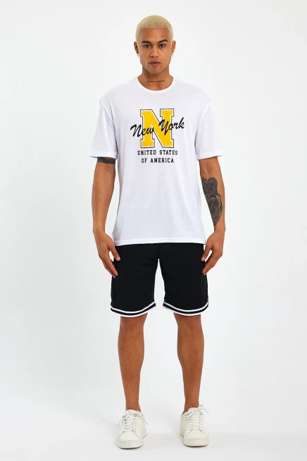 Süperlife Erkek Bisiklet Yaka Regular Fit N Baskılı Tişort SPR22TS113