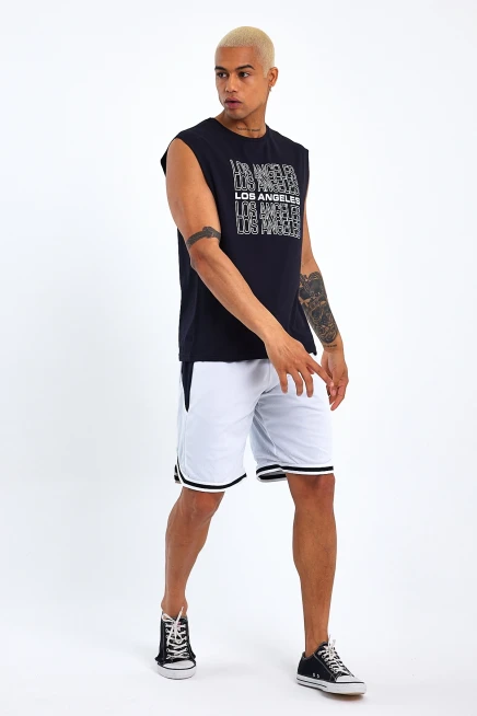 Süperlife Erkek Bisiklet Yaka Regular Fit  Los Angeles Baskılı Tişort SPR22TS123