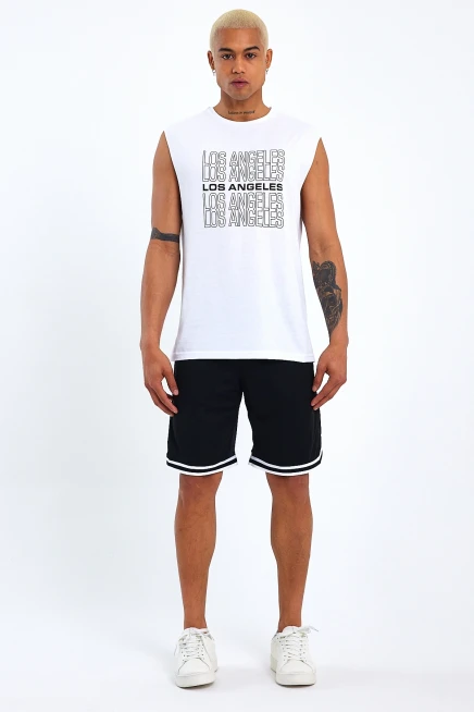 Süperlife Erkek Bisiklet Yaka Regular Fit  Los Angeles Baskılı Tişort SPR22TS123