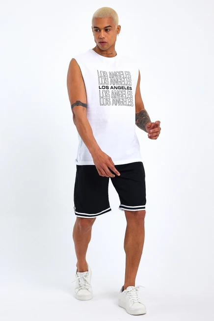 Süperlife Erkek Bisiklet Yaka Regular Fit  Los Angeles Baskılı Tişort SPR22TS123