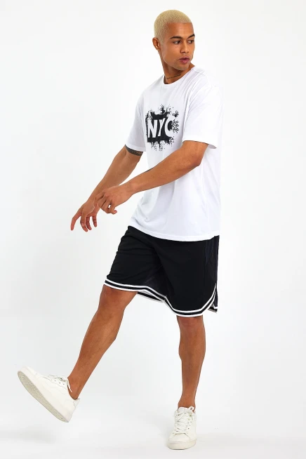 Süperlife Erkek Bisiklet Yaka Regular Fit NYC Baskılı Tişort SPR22TS114