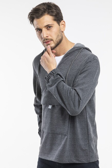 Süperlife Erkek Kapşonlu Yarım Fermuarlı İnce Sweatshirt SPR 20K52