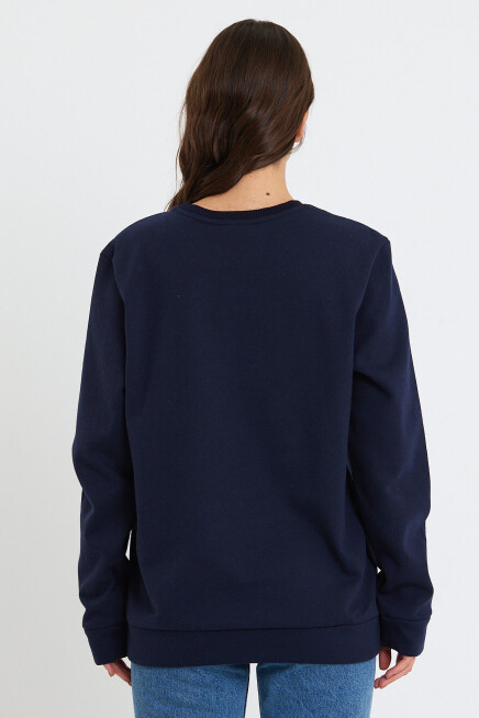 Süperlife Kadın Bisiklet Yaka Oversize Fit Brooklyn Baskılı İnce Sweatshirt SPR23SWK330