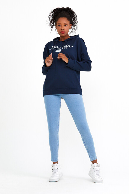 Süperlife Kadın Kapşonlu Regular Fit Tokya Baskılı İnce Sweatshirt SPR22SWK164