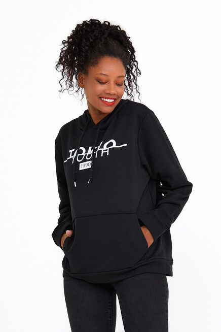 Süperlife Kadın Kapşonlu Regular Fit Tokya Baskılı İnce Sweatshirt SPR22SWK164