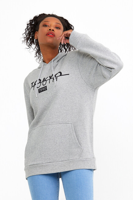 Süperlife Kadın Kapşonlu Regular Fit Tokya Baskılı İnce Sweatshirt SPR22SWK164