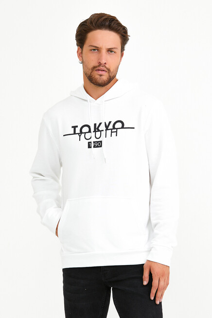 Süperlife Erkek Kapşonlu Regular Fit Tokyo Baskılı İnce Sweatshirt SPR22SW164
