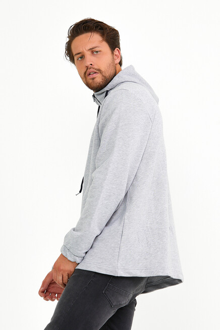 Süperlife Erkek Kapşonlu Regular Fit Yarım Fermuarlı İnce Sweatshirt SPR22SW170
