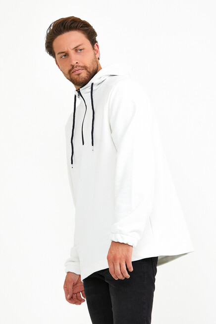 Süperlife Erkek Kapşonlu Regular Fit Yarım Fermuarlı İnce Sweatshirt SPR22SW170