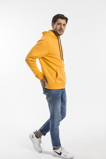 Süperlife Kapşonlu Uzun Kollu Baskılı Dar Kalıp İnce Erkek Sweatshirt SPR 2019K61