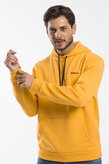 Süperlife Kapşonlu Uzun Kollu Baskılı Dar Kalıp İnce Erkek Sweatshirt SPR 2019K61