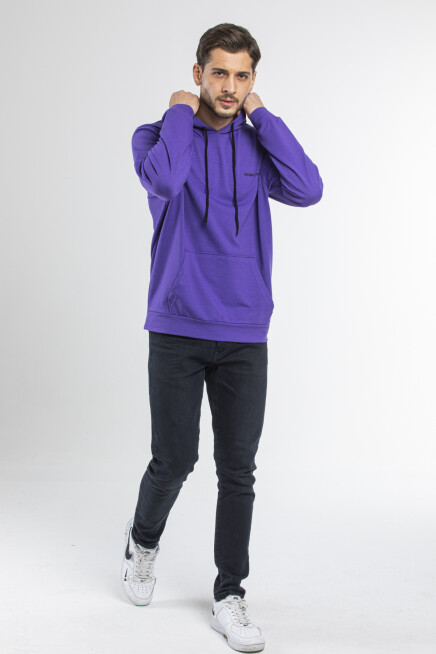 Süperlife Kapşonlu Uzun Kollu Baskılı Dar Kalıp İnce Erkek Sweatshirt SPR 2019K61