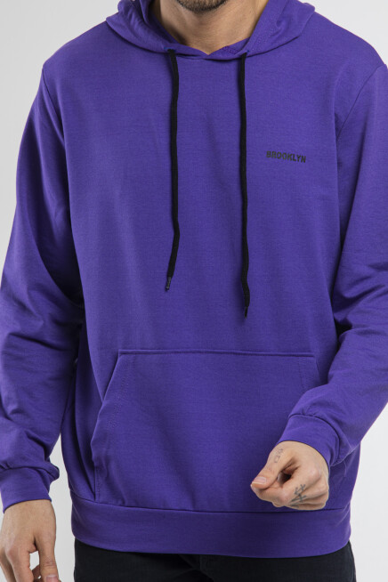 Süperlife Kapşonlu Uzun Kollu Baskılı Dar Kalıp İnce Erkek Sweatshirt SPR 2019K61